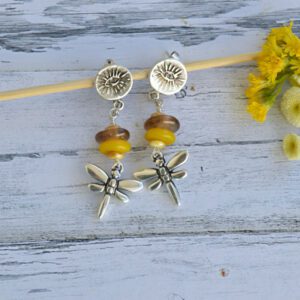 Dragonfly dangle stud earrings