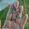 North Star Dangle Earrings with blue and pale rosa recycled glass beads